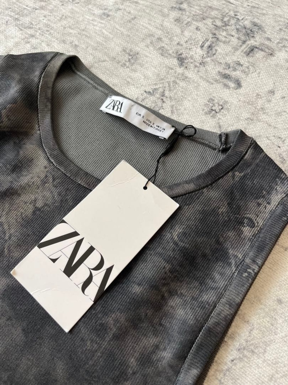 ZARA Black Washed Tie-Dye Bodycon Mini Dress - Picture 2 of 2